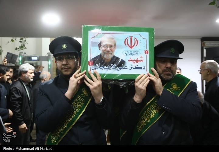 مراسم وداع با پیکر شهید علی و مرتضی لاریجانی در قم