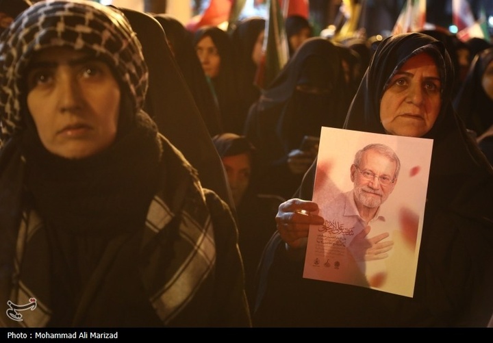 مراسم وداع با پیکر شهید علی و مرتضی لاریجانی در قم