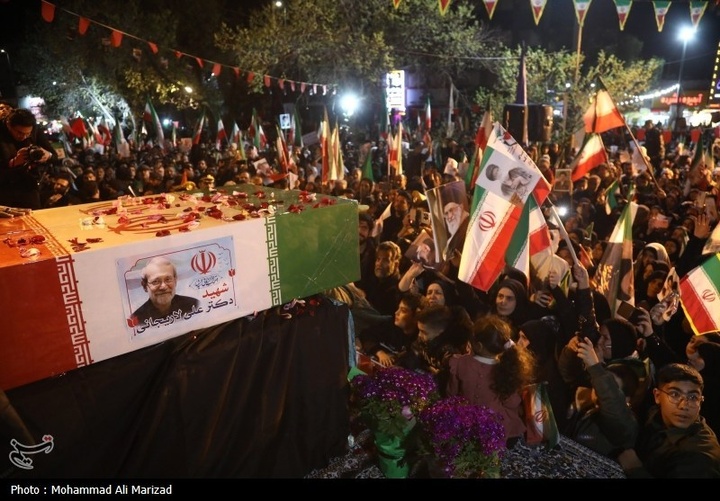 مراسم وداع با پیکر شهید علی و مرتضی لاریجانی در قم