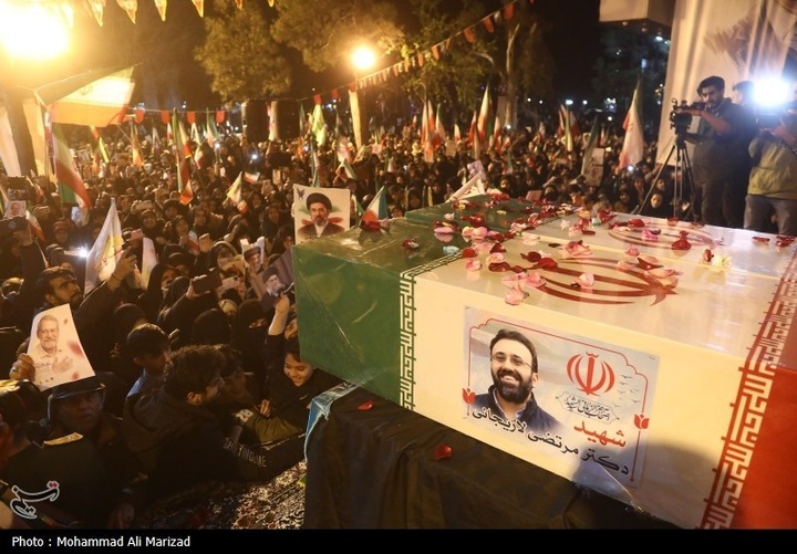 مراسم وداع با پیکر شهید علی و مرتضی لاریجانی در قم