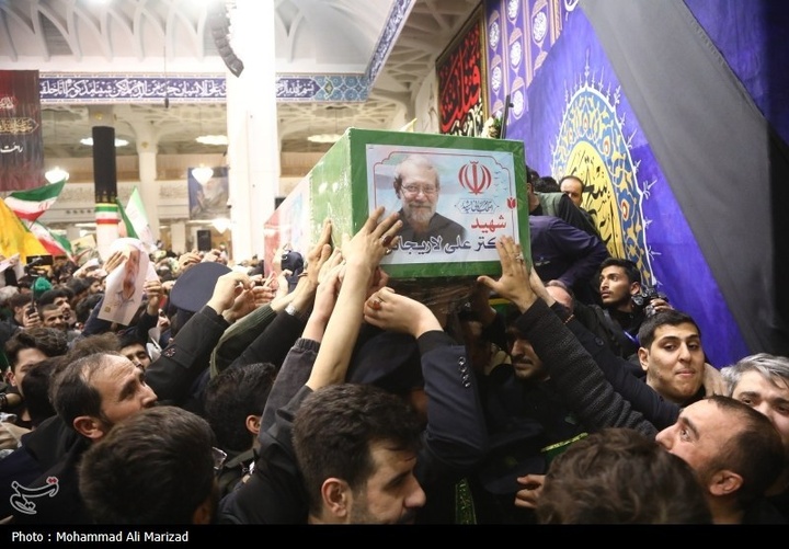 مراسم وداع با پیکر شهید علی و مرتضی لاریجانی در قم