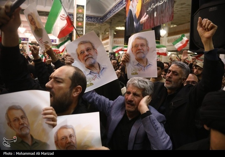 مراسم وداع با پیکر شهید علی و مرتضی لاریجانی در قم