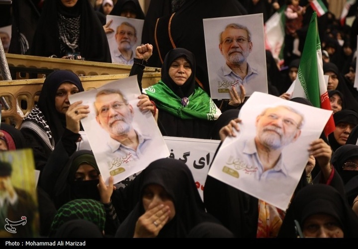 مراسم وداع با پیکر شهید علی و مرتضی لاریجانی در قم