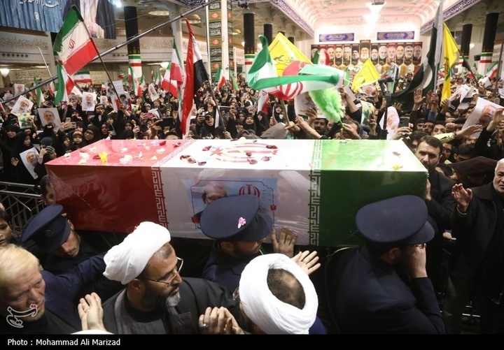 مراسم وداع با پیکر شهید علی و مرتضی لاریجانی در قم