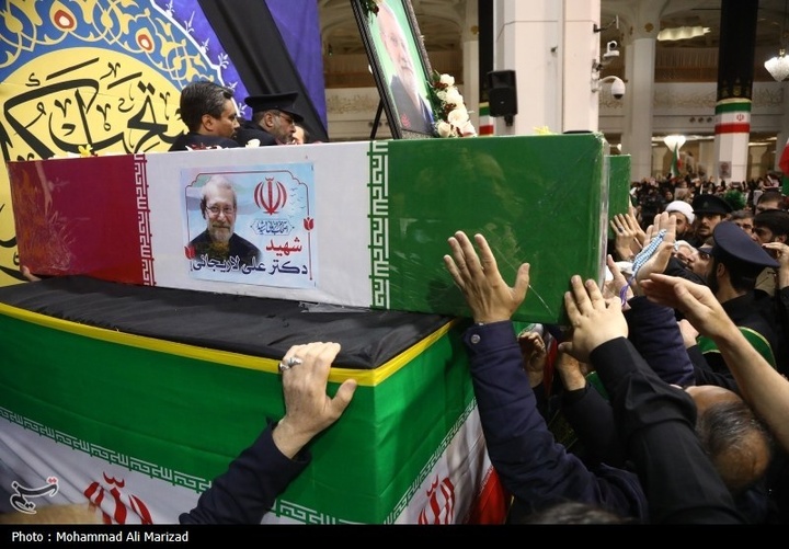 مراسم وداع با پیکر شهید علی و مرتضی لاریجانی در قم