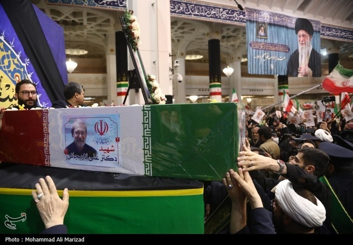 مراسم وداع با پیکر شهید علی و مرتضی لاریجانی در قم