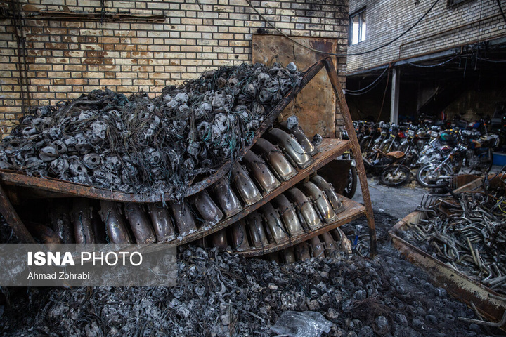 خسارات ناشی از تجاوز هوایی آمریکایی - صهیونی به موتورسیکلت سازی اطراف قم