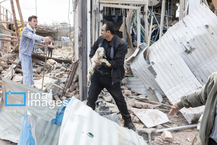 آثارحمله آمریکا و رژیم صهیونیستی به واحدهای دامداری و تجاری در خسروشهر