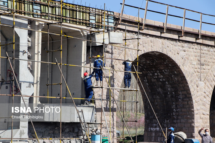 ترمیم ۴ روزه پل راه‌آهن امین‌آباد زنجان پس از حمله رژیم صهیونی آمریکایی