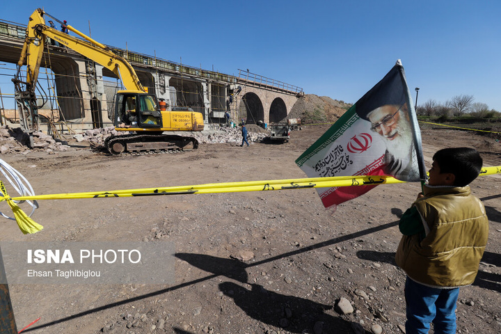 ترمیم ۴ روزه پل راه‌آهن امین‌آباد زنجان پس از حمله رژیم صهیونی آمریکایی
