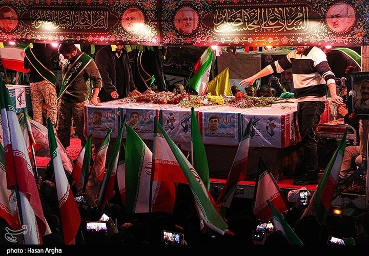 آئین وداع با پیکر مطهر 14 شهید تخریب چی - زنجان