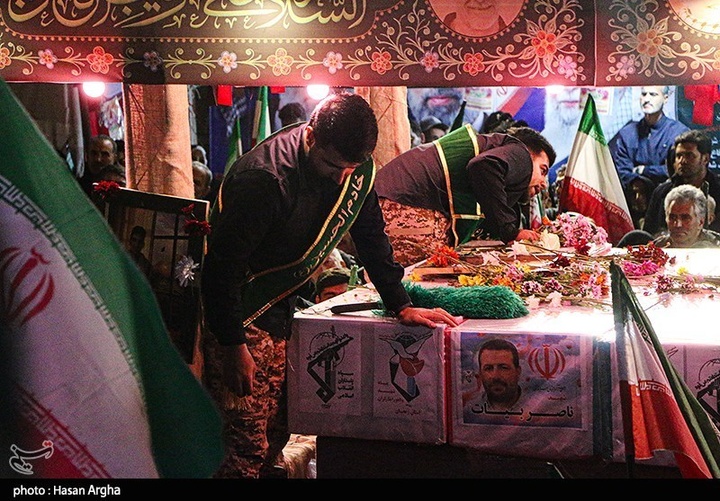آئین وداع با پیکر مطهر 14 شهید تخریب چی - زنجان