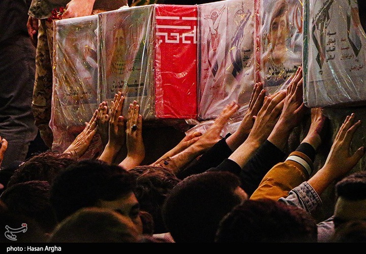 آئین وداع با پیکر مطهر 14 شهید تخریب چی - زنجان