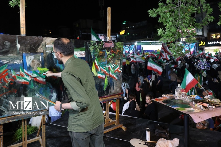 اجرای زنده نقاشی حسن روح‌الامین در میدان تجریش