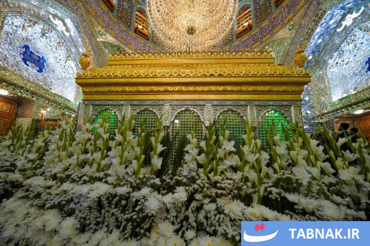 تجلی بهار در آستانه عید ولایت؛ ضریح مطهر علوی گل‌باران شد