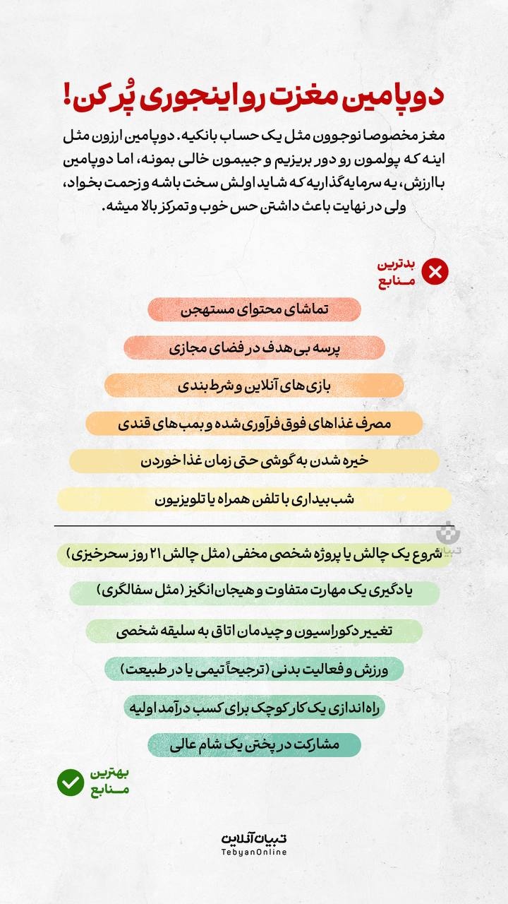 دوپامین مغزت رو اینجوری پُر کن! دوپامین مغزت رو اینجوری پُر کن!