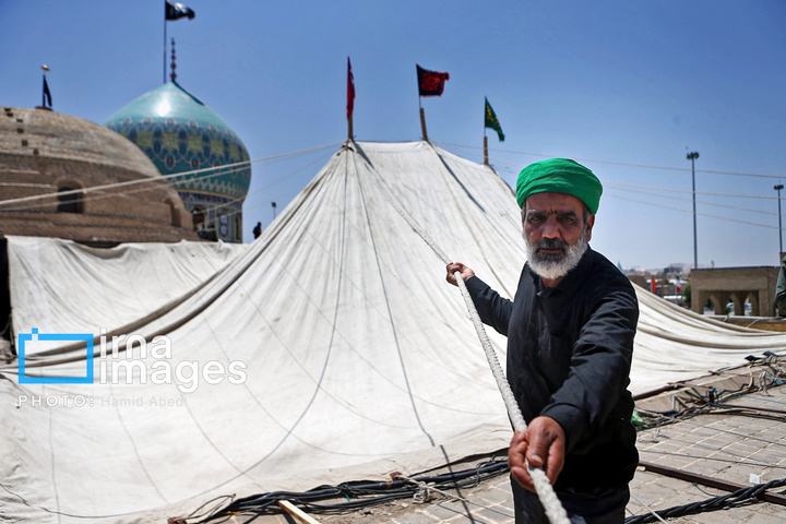 برپایی خیمه عزاداری محرم در قم