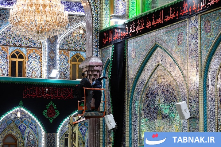 در آستانه ماه محرم؛ حرم امام (حسین علیه السلام)  سیاه‌پوش شد