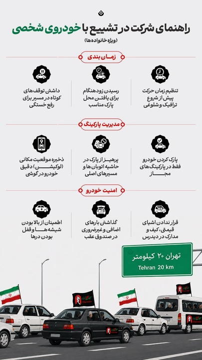راهنمای شرکت در تشییع با خودروی شخصی