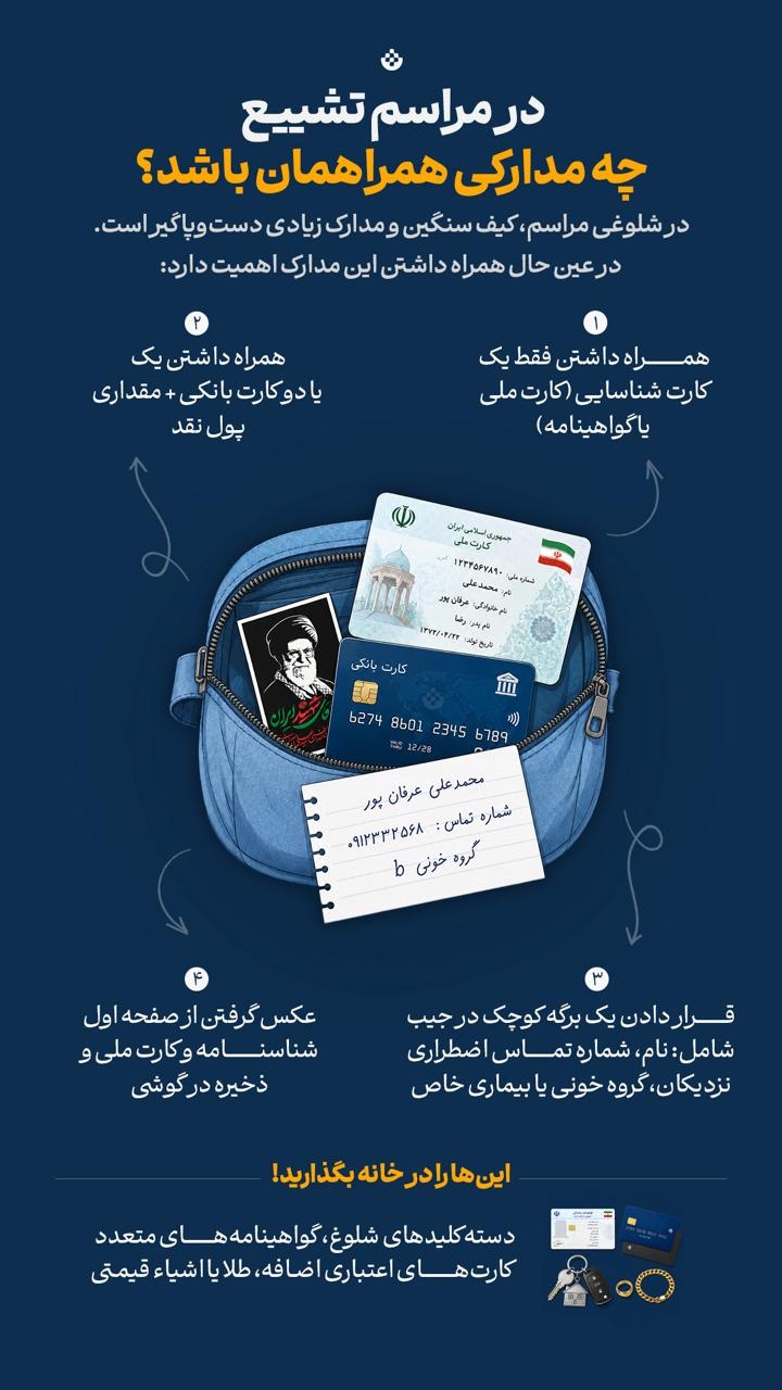 در مراسم تشییع چه مدارکی همراهمان باشد؟