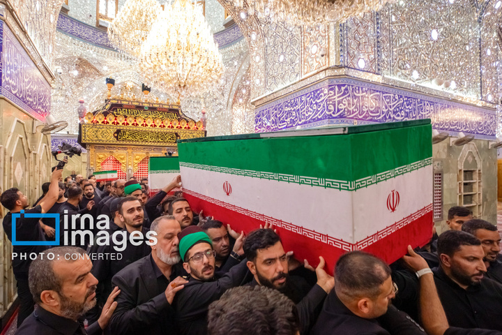 تشییع پیکر مطهر خانواده رهبر شهید انقلاب در حرم حضرت عباس (علیه السلام)