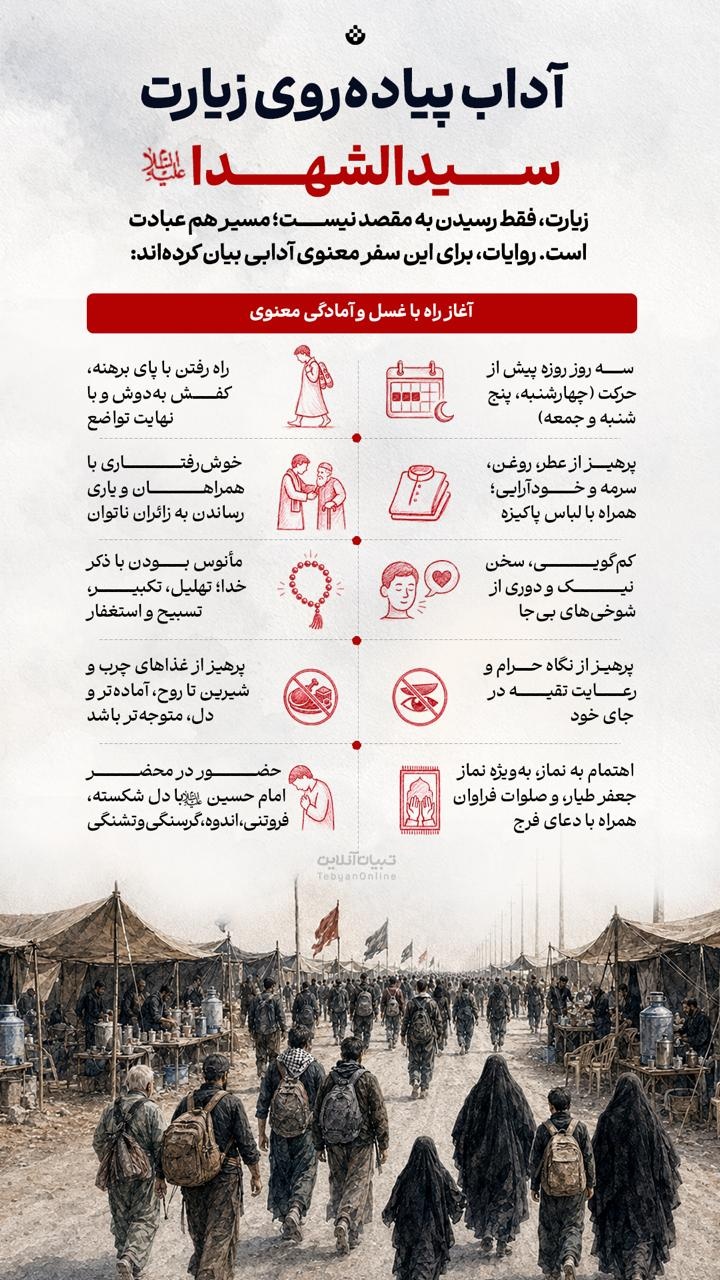 آداب پیاده روی زیارت سیدالشهدا علیه‌السلام