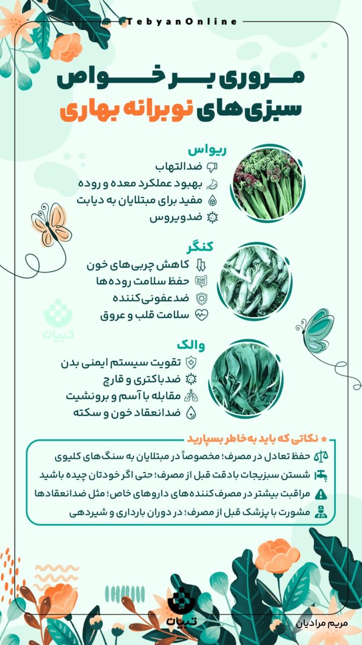 مروری بر خواص سبزی‌های نوبرانه بهاری