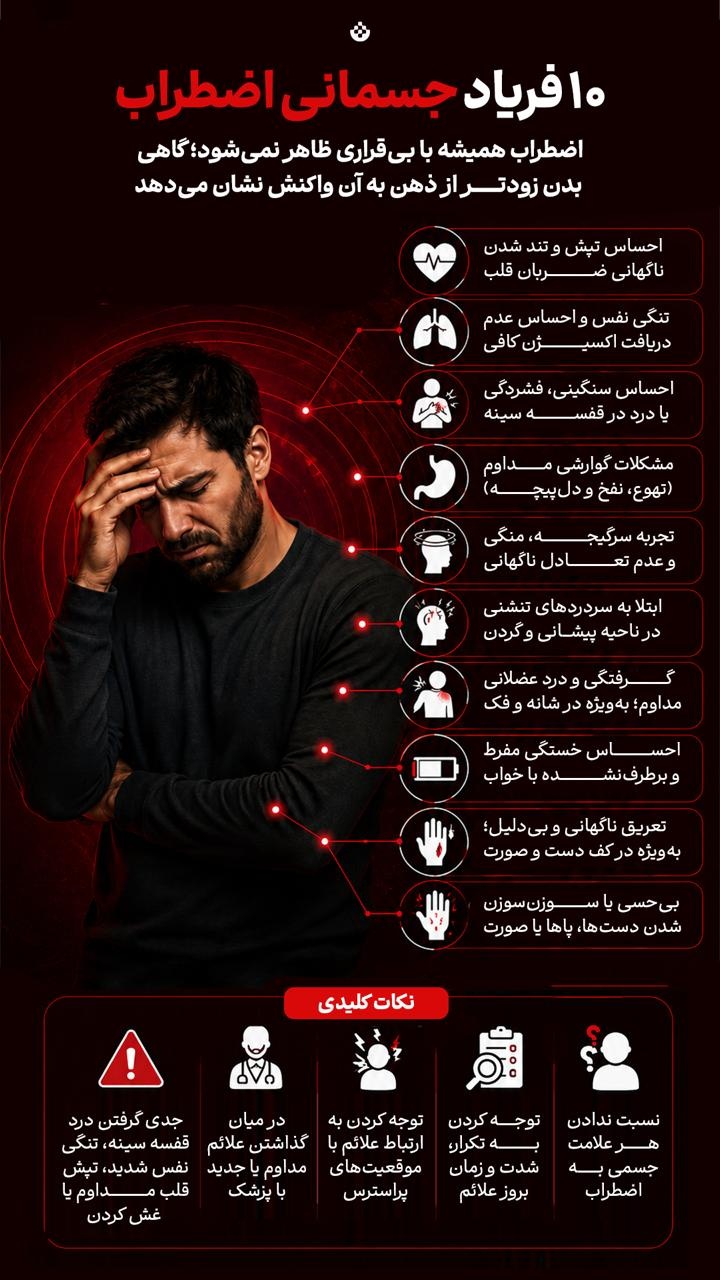 ۱۰ فریاد جسمانی اضطراب