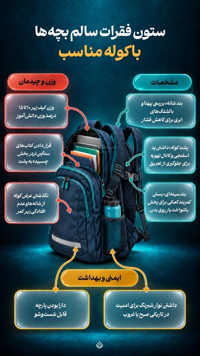ستون فقرات سالم بچه‌ها با کوله مناسب