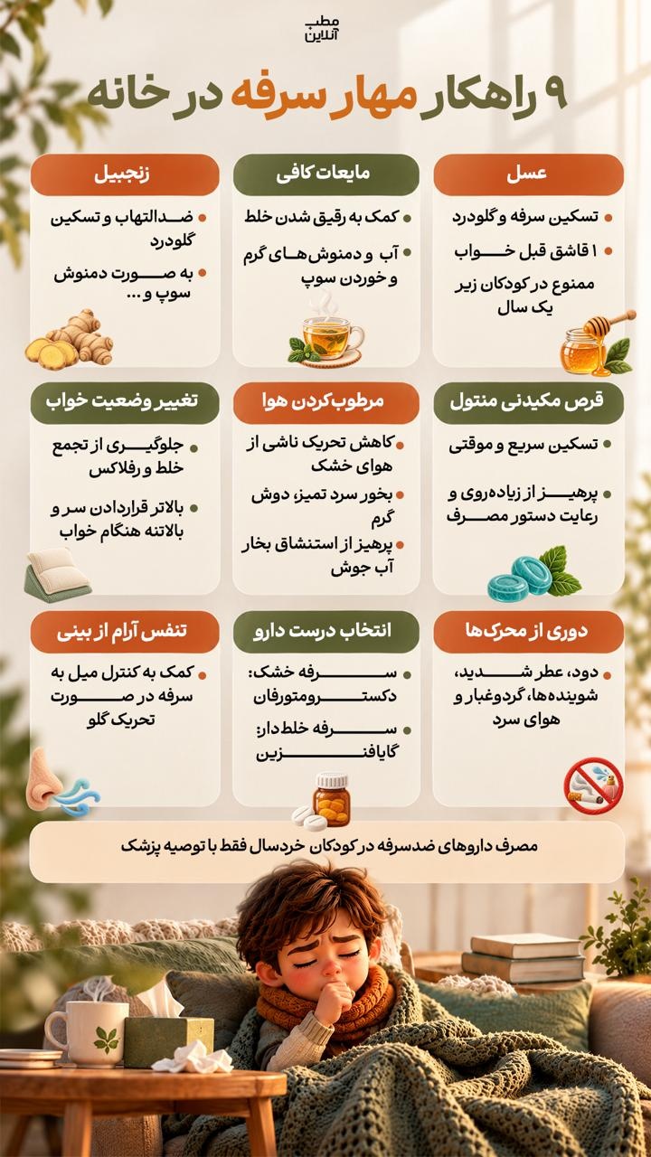 ۹ راهکار مهار سرفه در خانه