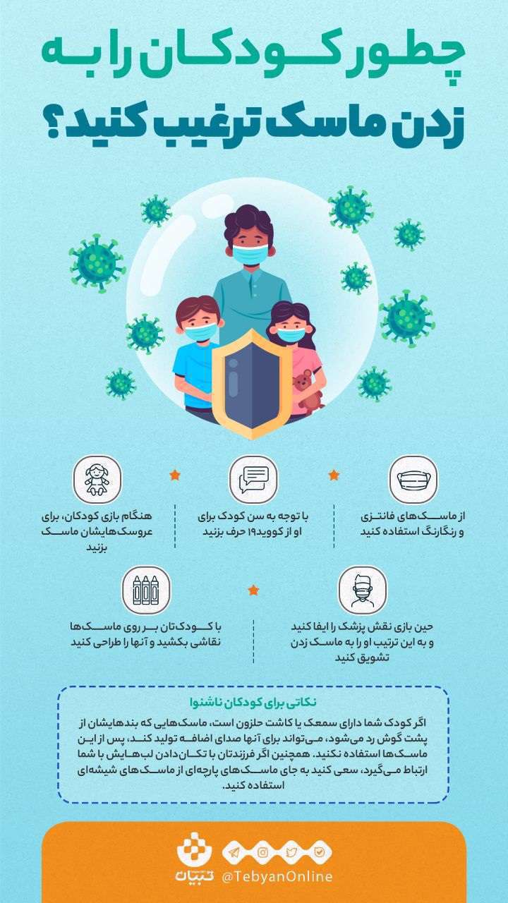 چطور کودکان را به زدن ماسک ترغیب کنید؟ [اینفوگرافیک]