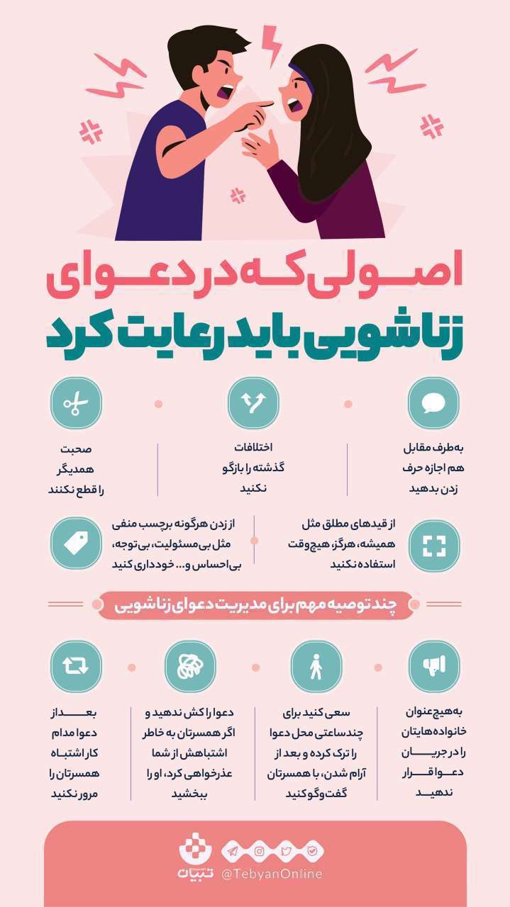 اصولی که در دعوای زناشویی باید رعایت کرد [اینفوگرافیک]