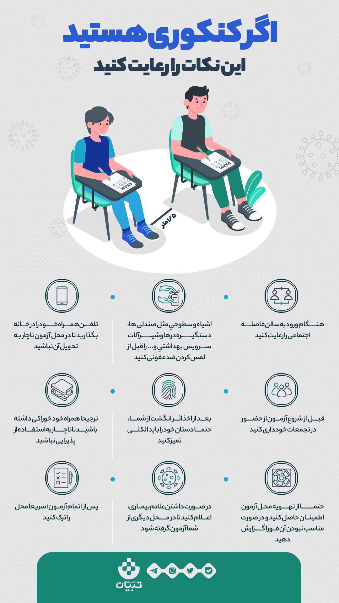 اگر کنکوری هستید این نکات ضدکرونایی را رعایت کنید [اینفوگرافیک]