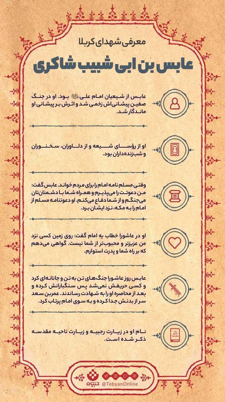 عابس بن ابی شبیب شاکری، شهید سخنور و  دلاور در کربلا [اینفوگرافیک]