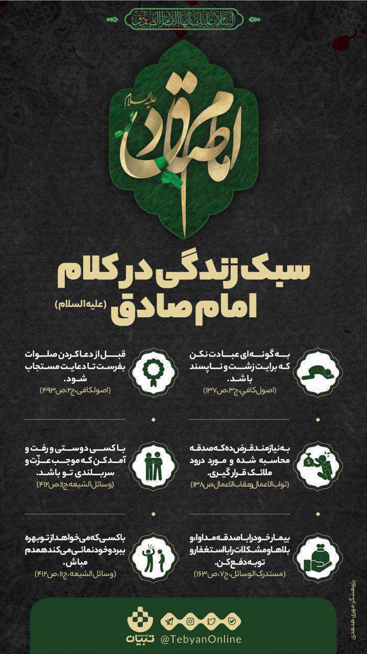 سبک زندگی در احادیث امام صادق علیه السلام؛ اینفوگرافیک