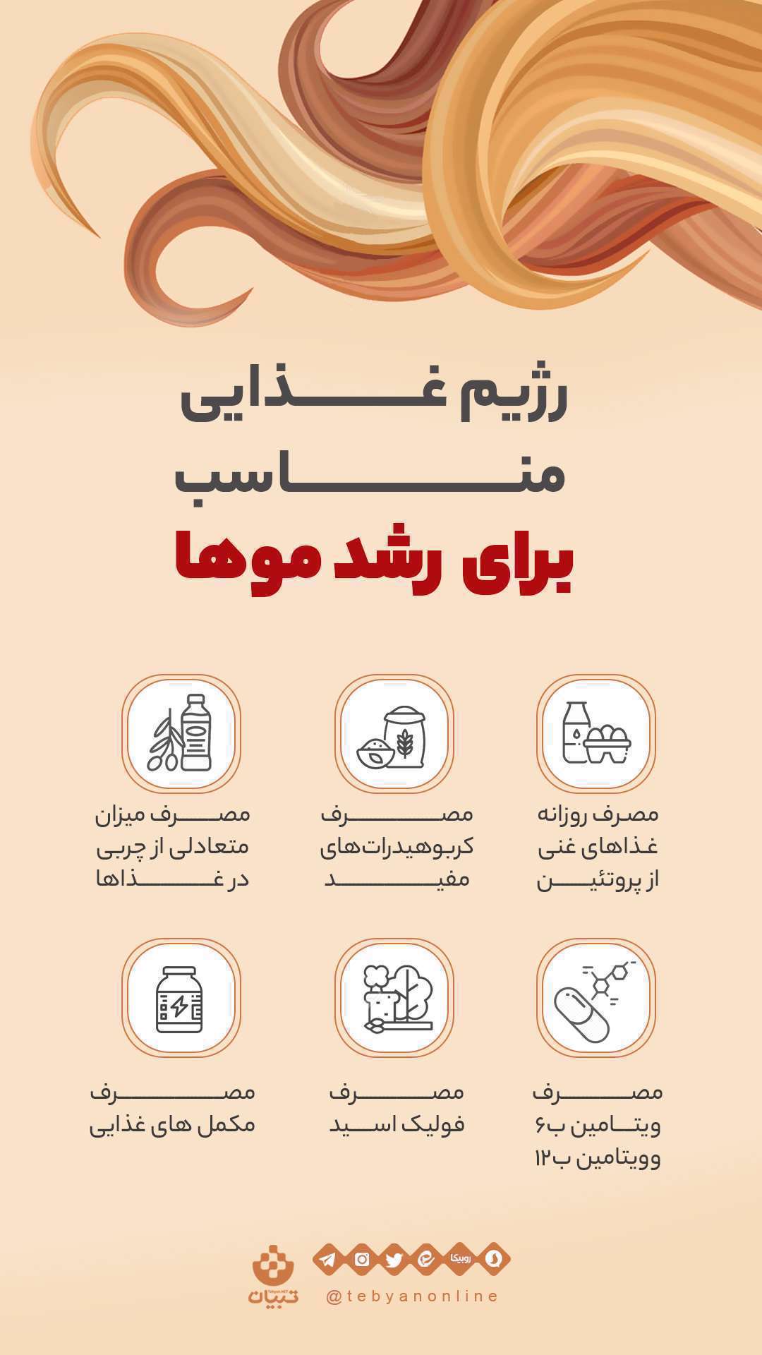 رژیم غذایی مناسب برای رشد موها؛ اینفوگرافیک