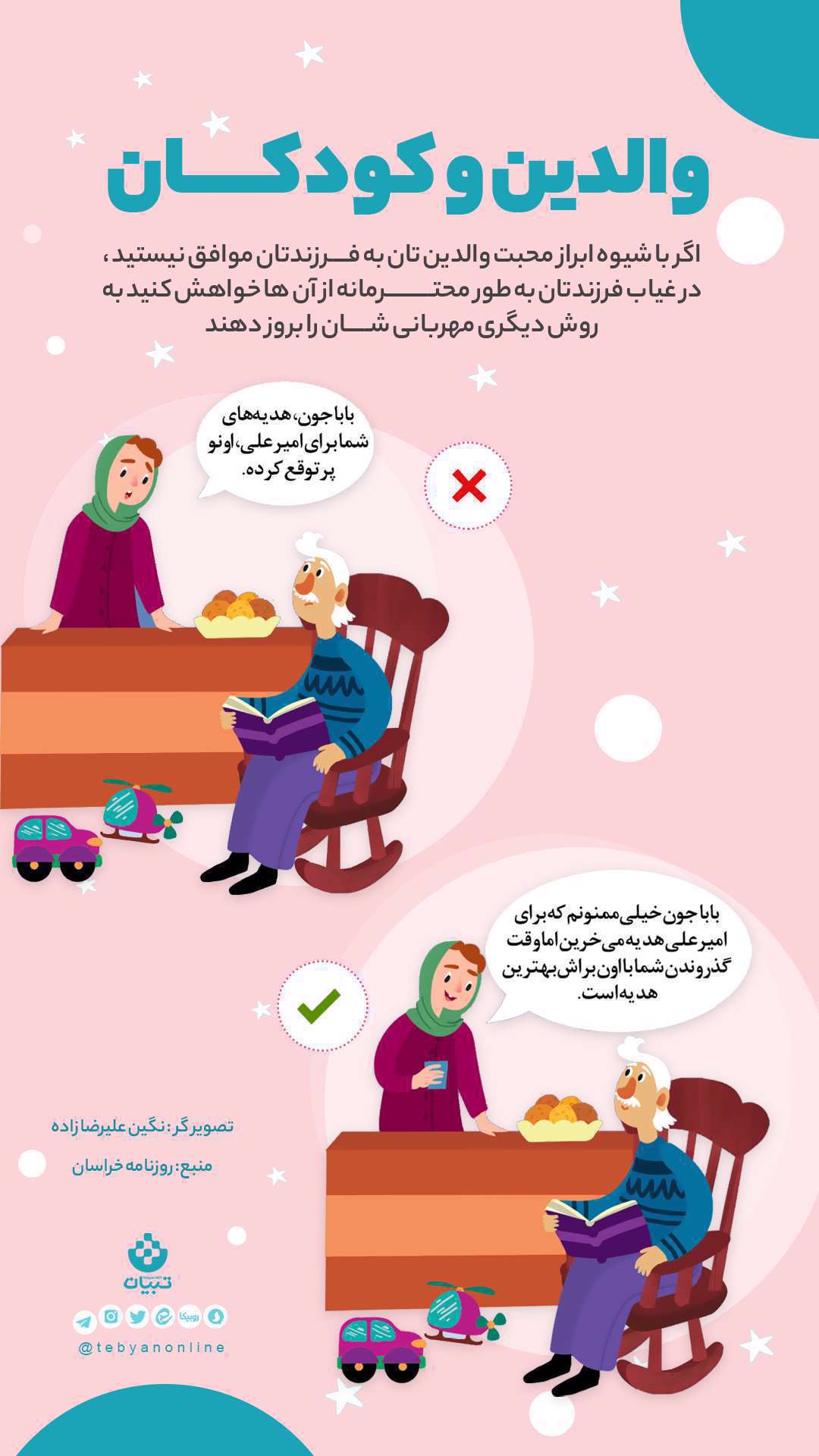 مشکل ابراز محبت بیش از اندازه پدر بزرگ و مادر بزرگ ها به کودکان