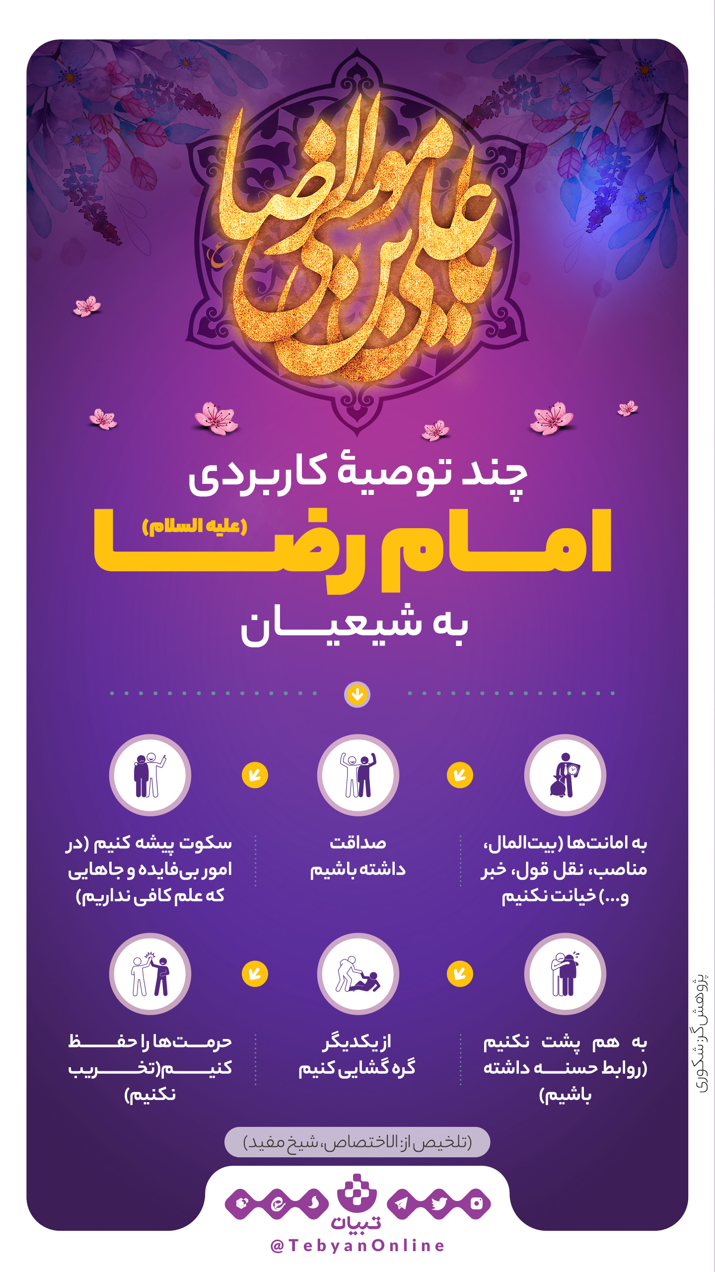 چند توصیه کاربردی امام رضا (علیه‌السلام) به شیعیان