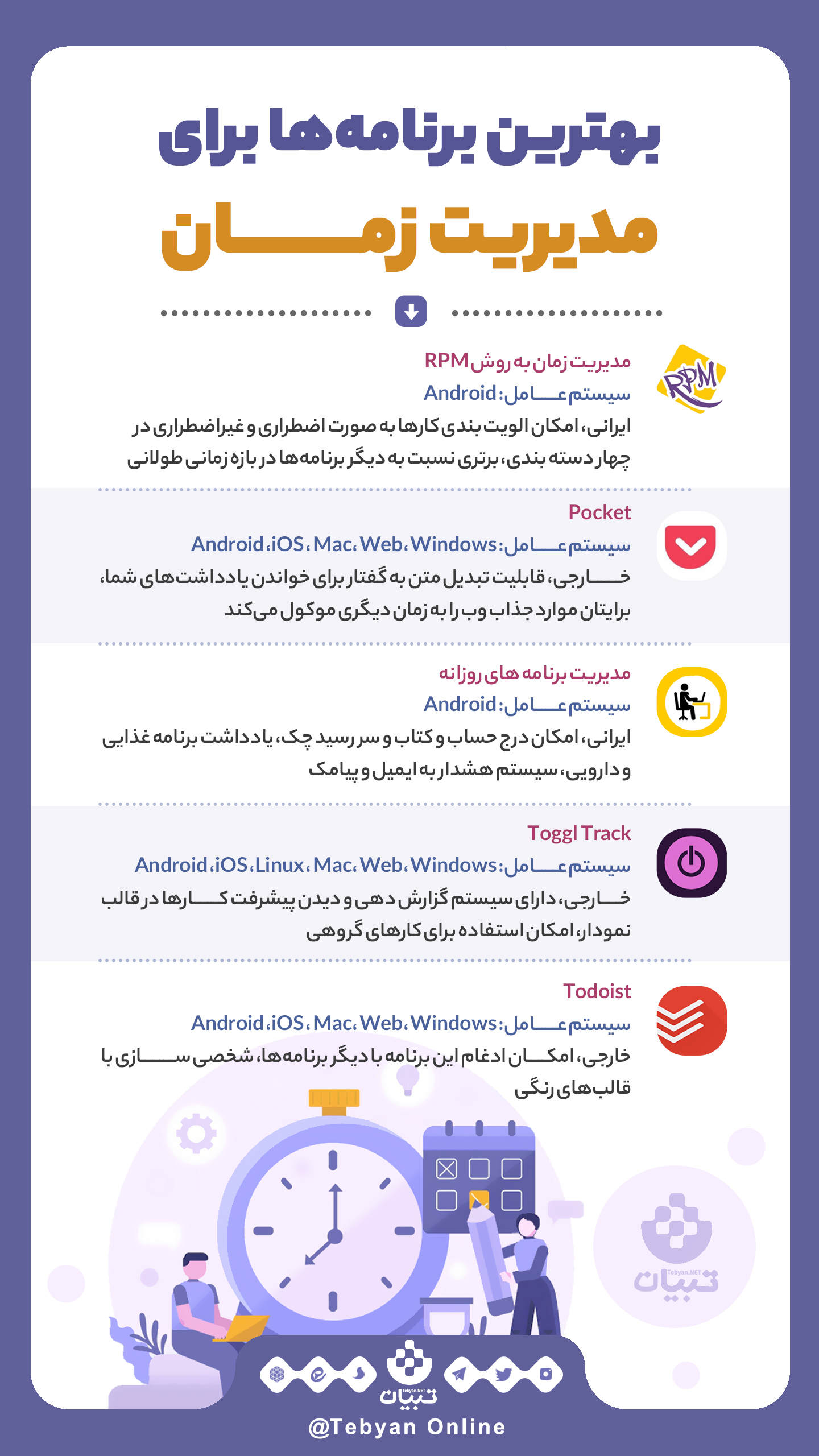 بهترین برنامه‌ها برای مدیریت زمان
