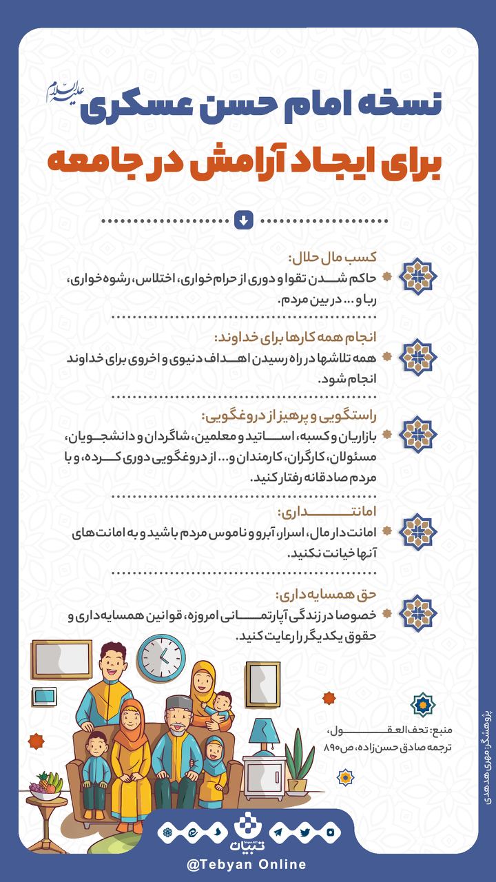 نسخه امام حسن عسکری علیه السلام برای ایجاد آرامش در جامعه