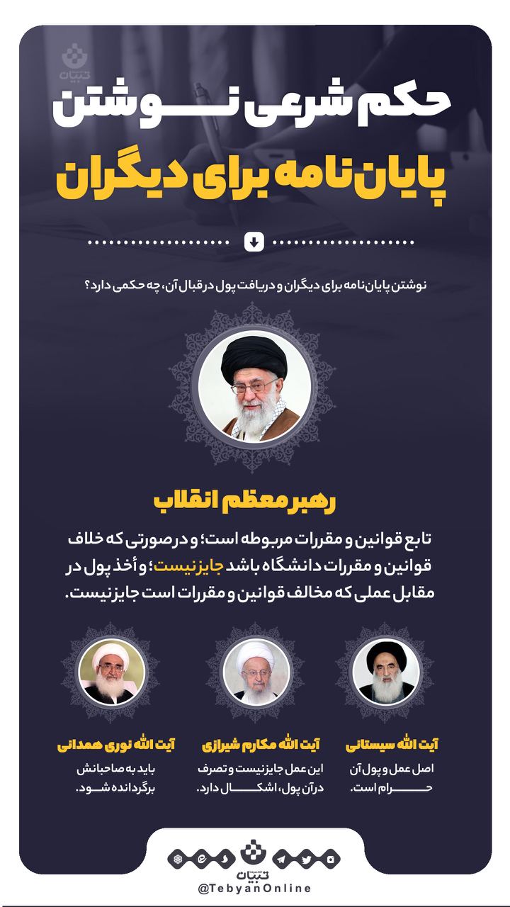 حکم شرعی نوشتن پایان‌نامه برای دیگران