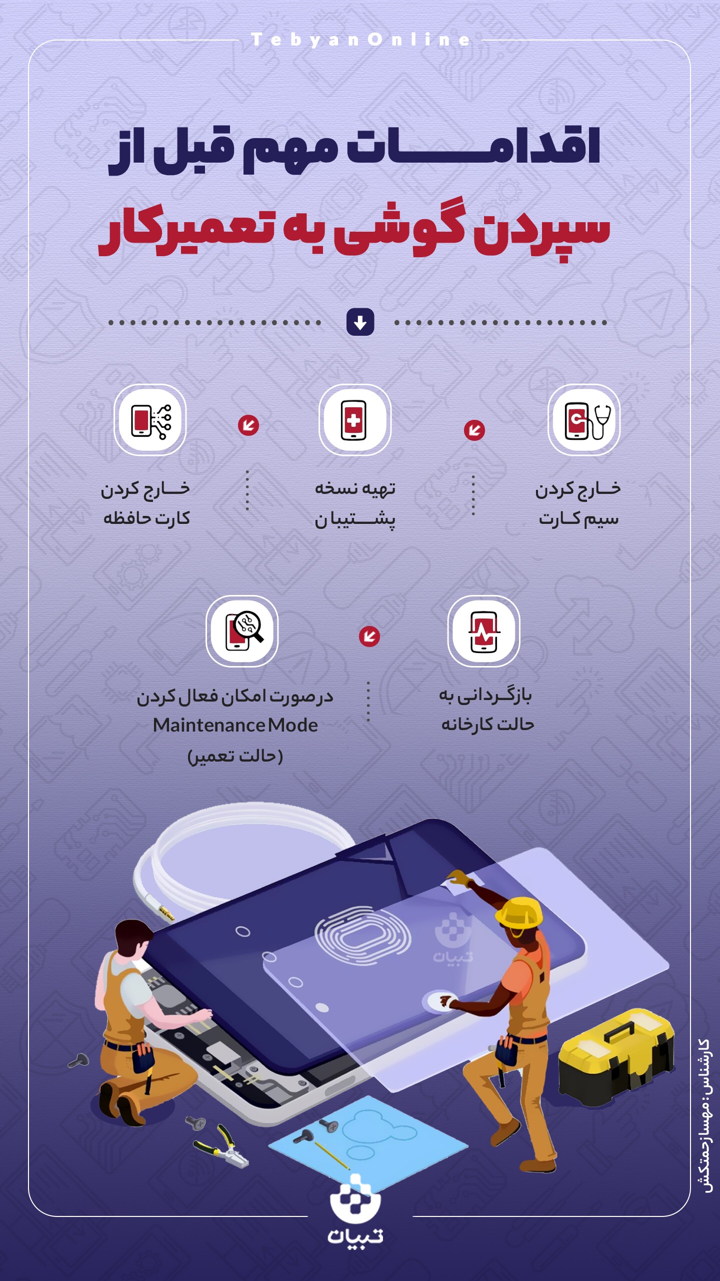 اقدامات مهم قبل از سپردن گوشی به تعمیرکار