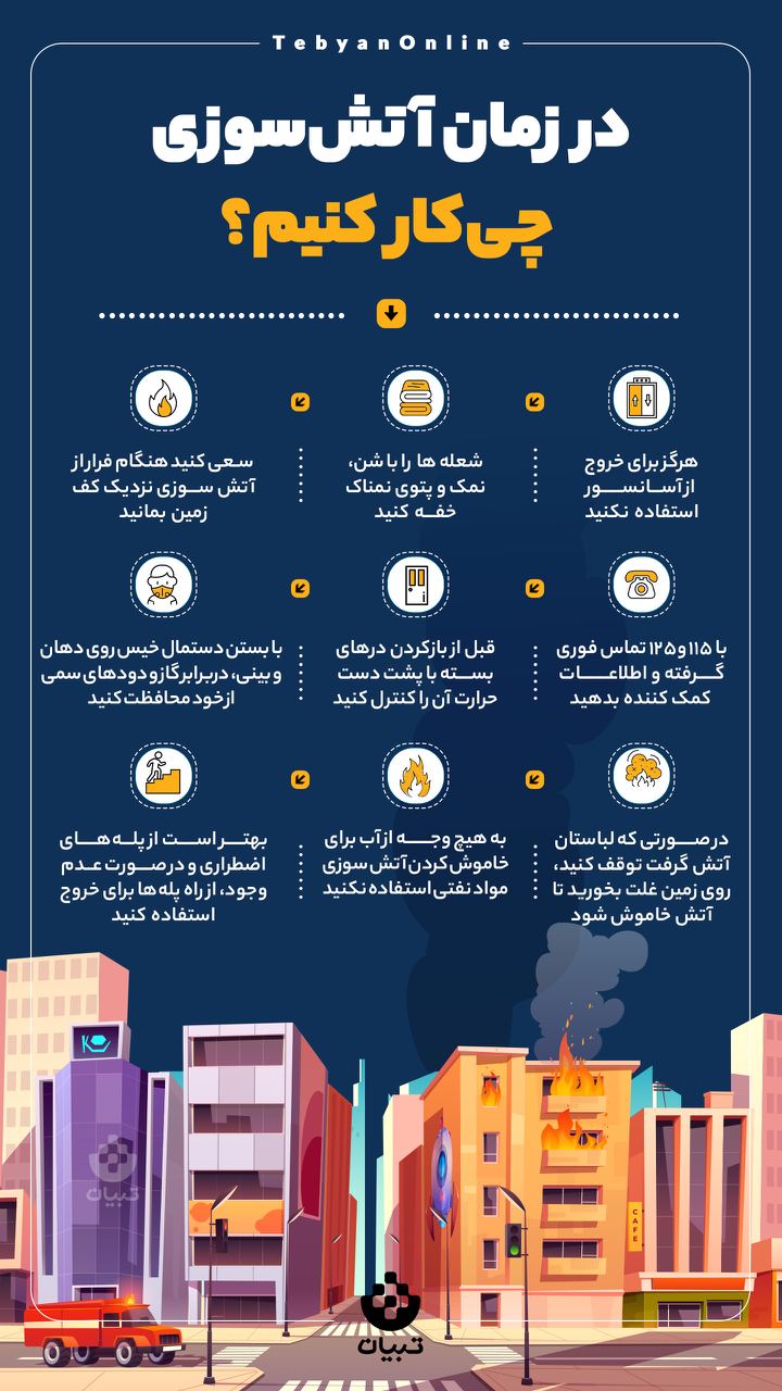 در زمان آتش‌سوزی چه کار کنیم؟ 