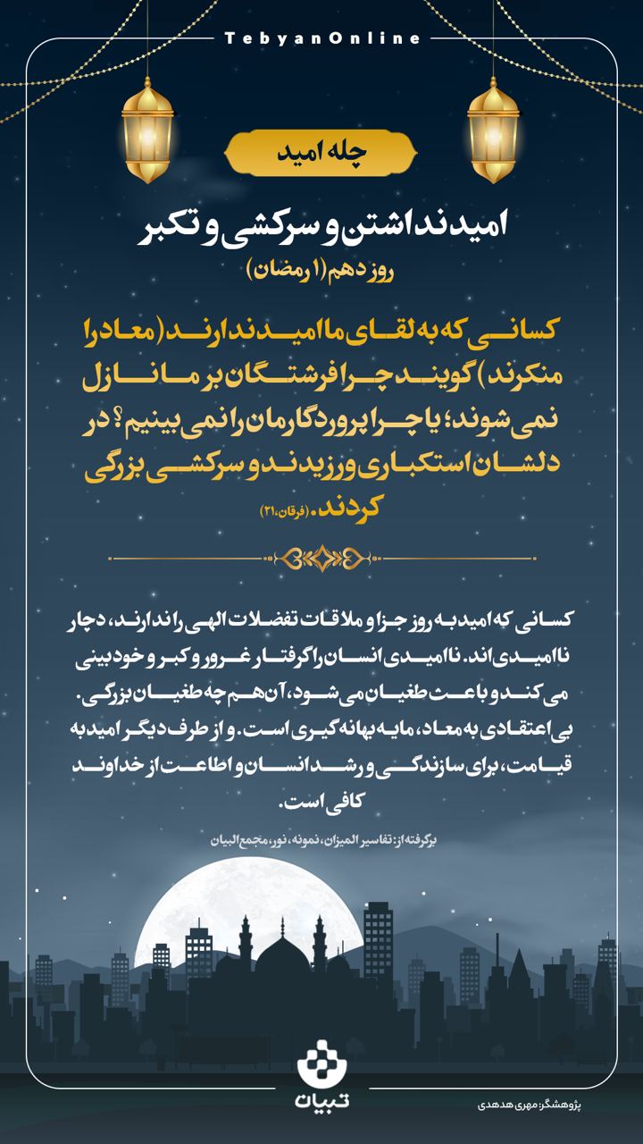 امید نداشتن و سرکشی و تکبر