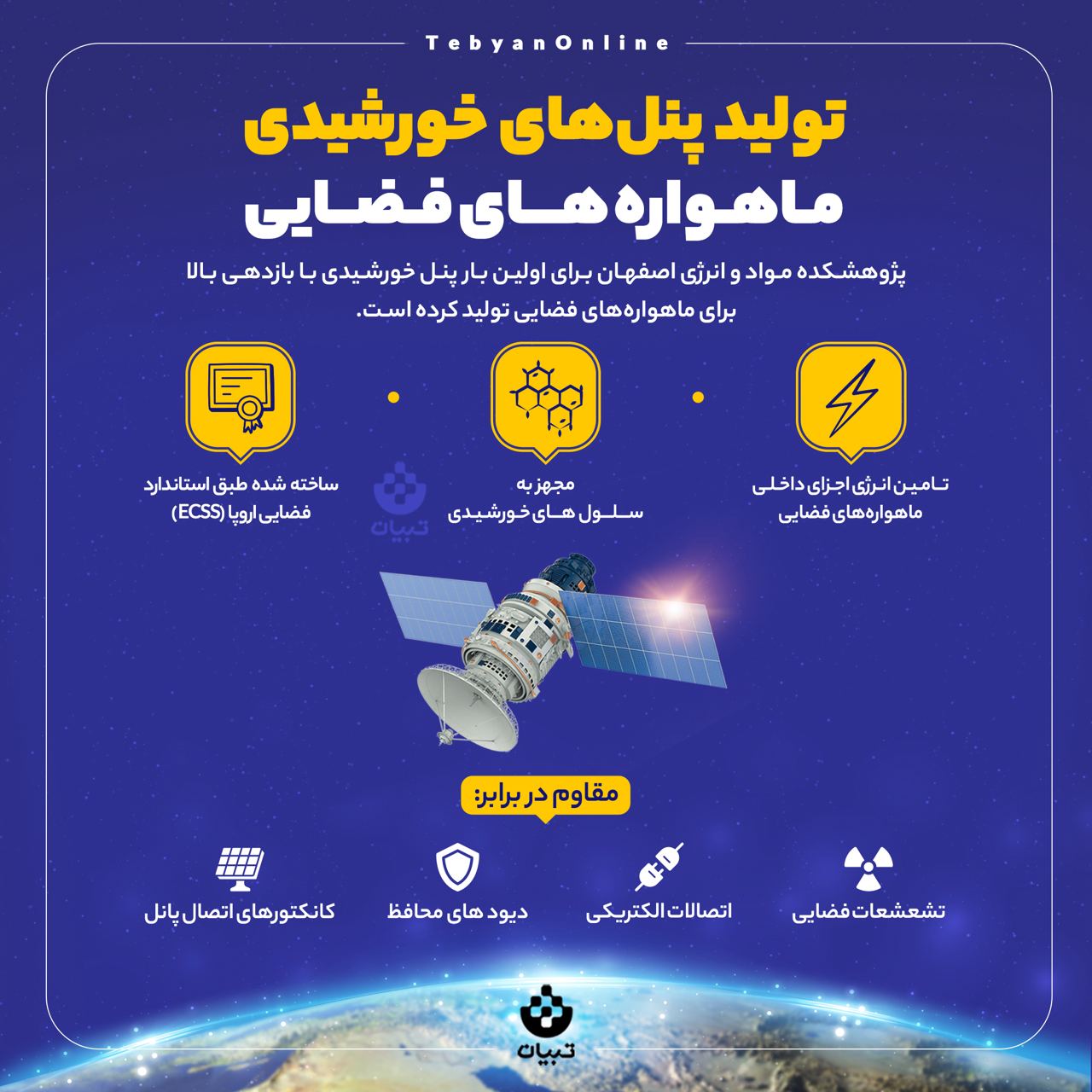 تولید پنل‌های خورشیدی ماهواره‌های فضایی