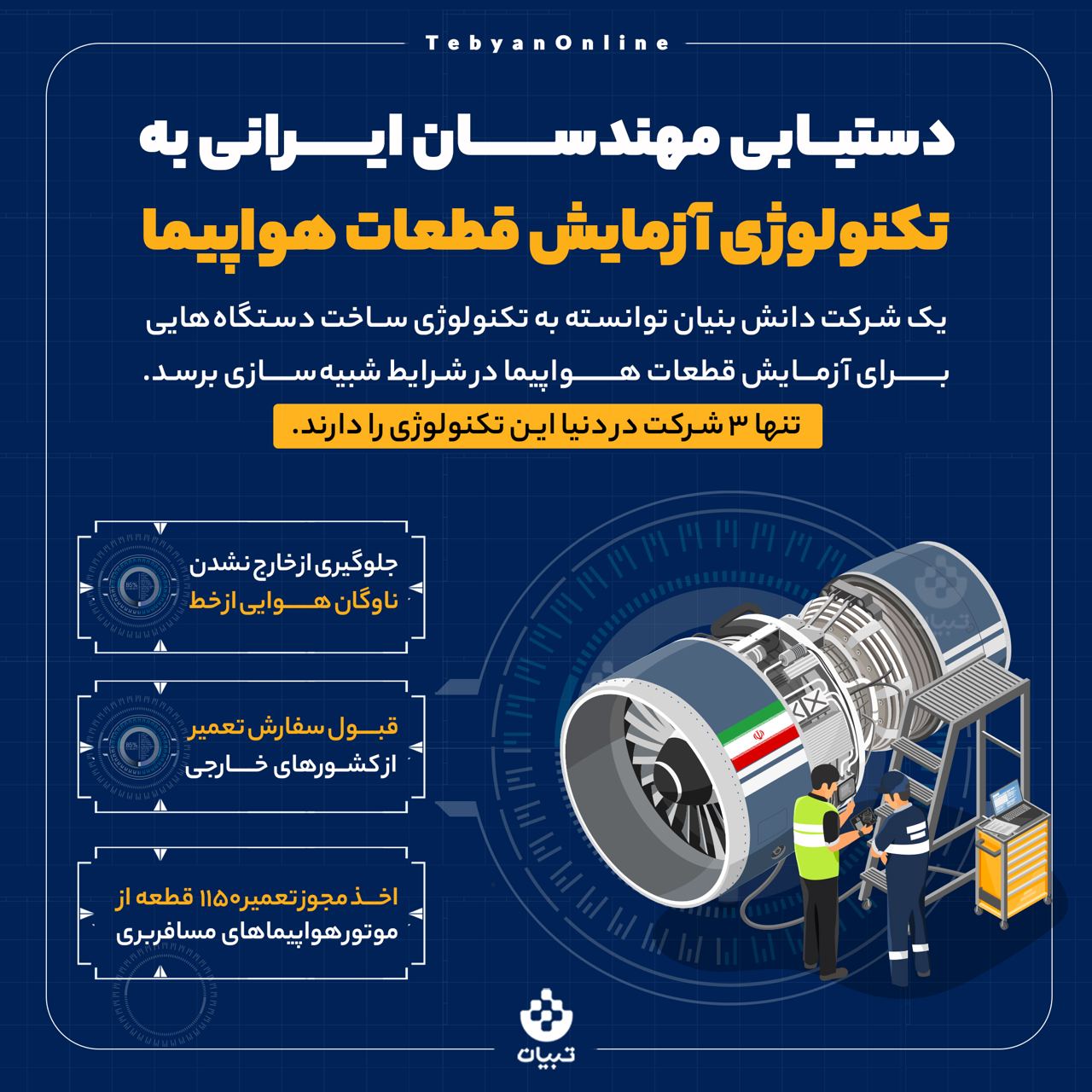 دستیابی مهندسان ایرانی به تکنولوژی آزمایش قطعات هواپیما