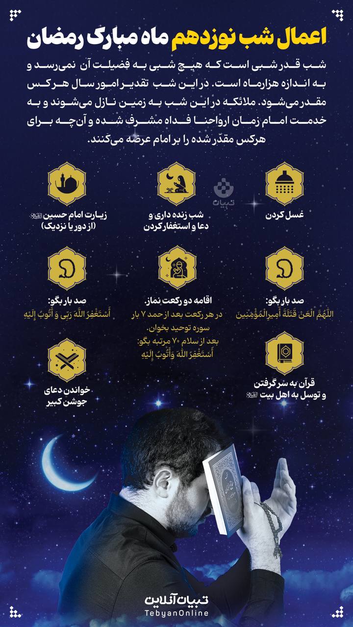 اعمال شب نوزدهم ماه مبارک رمضان