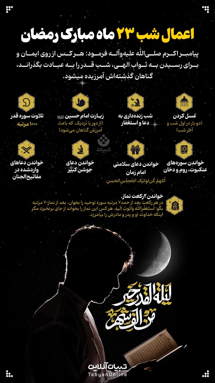 اعمال شب ۲۳ ماه مبارک رمضان