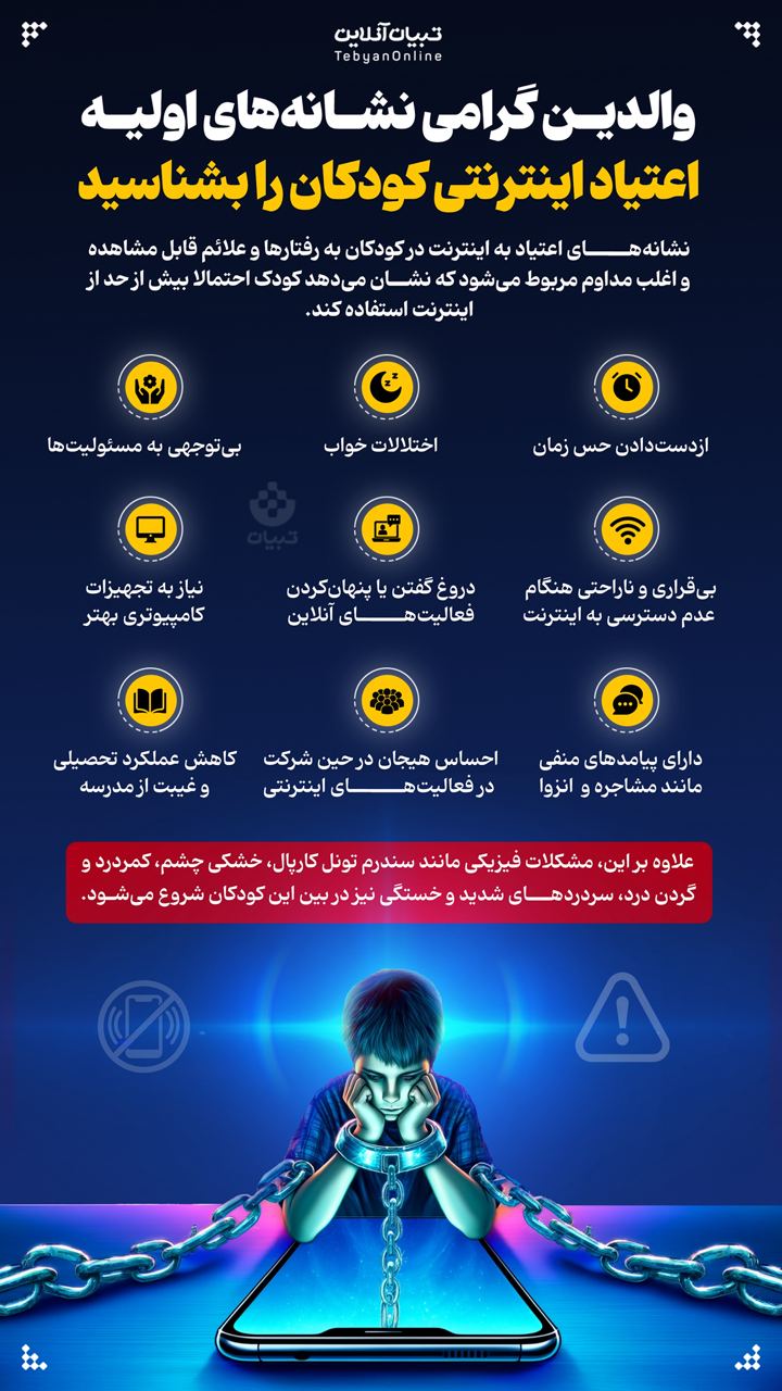 والدین گرامی نشانه‌های اولیه اعتیاد اینترنتی کودکان را بشناسید