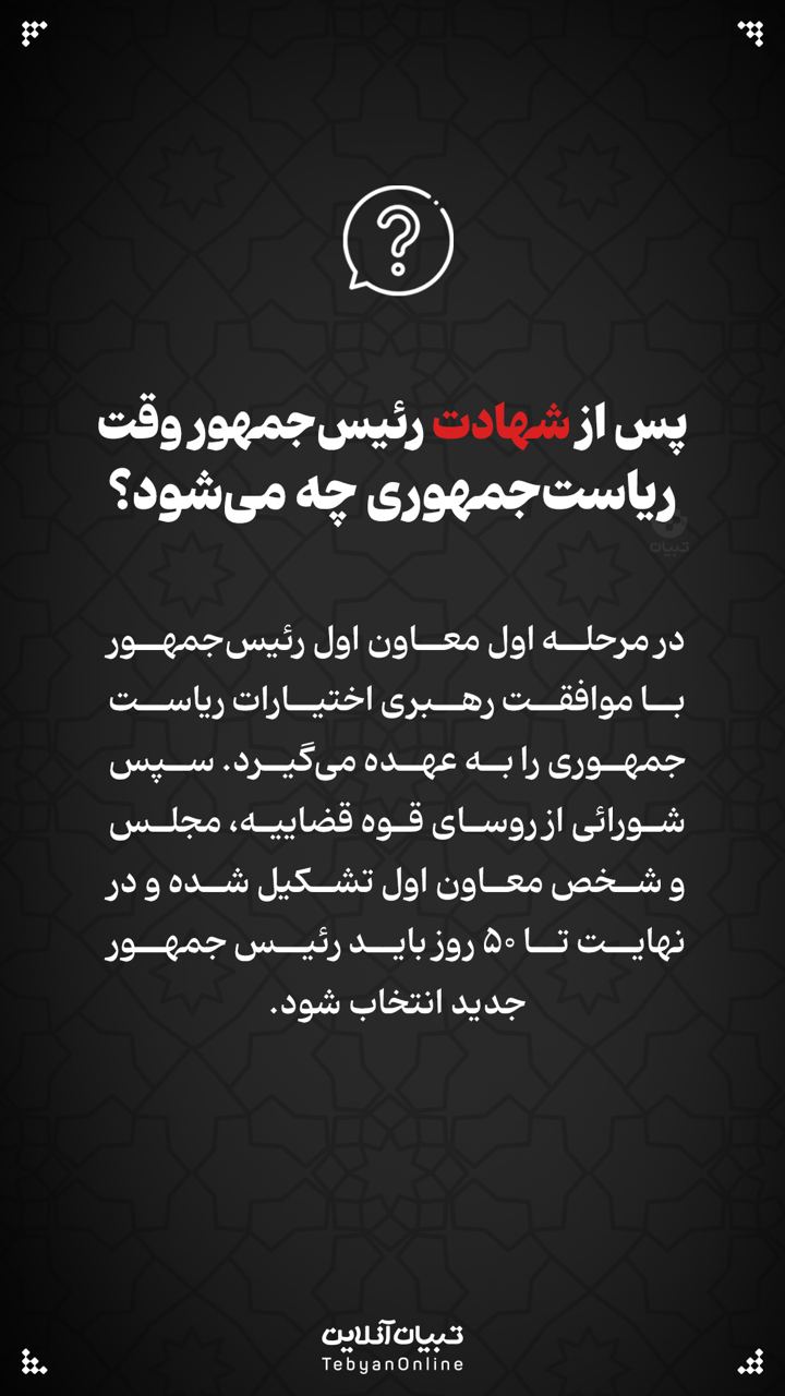 پس از شهادت رئیس‌جمهور وقت، ریاست‌جمهوری چه می‌شود؟